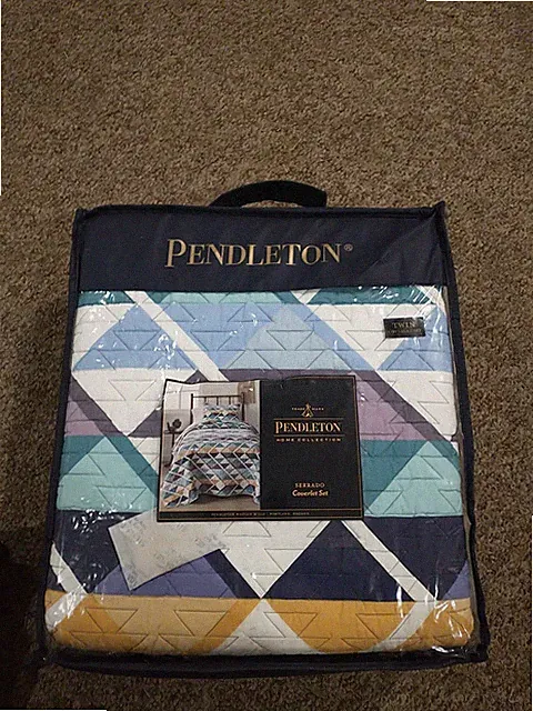 NEW Pendleton Serrado Twin Coverlet Quilt Set W/Sham 100% Cotton Aztec