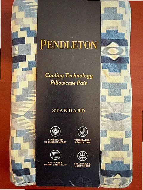 New Pendleton Standard Cooling Technology Pillowcase Pair Abiquiu Sky Blue
