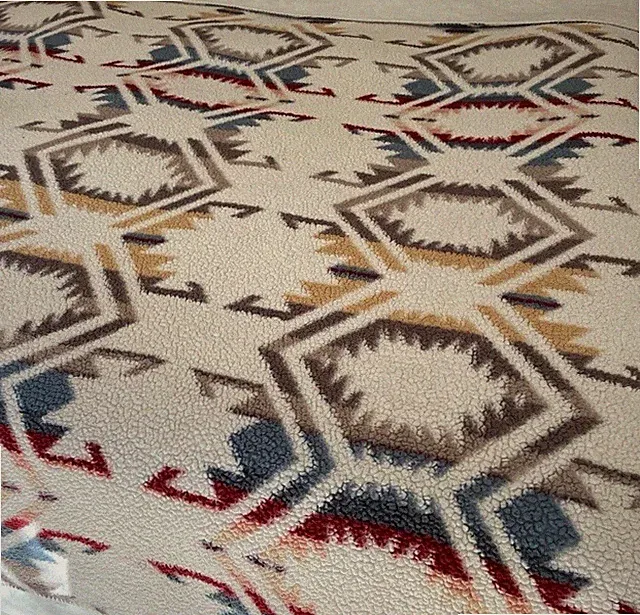 PENDLETON Avra Valley Sherpa Fleece Blanket King Ivory Aztec Bed Spread King Lrg