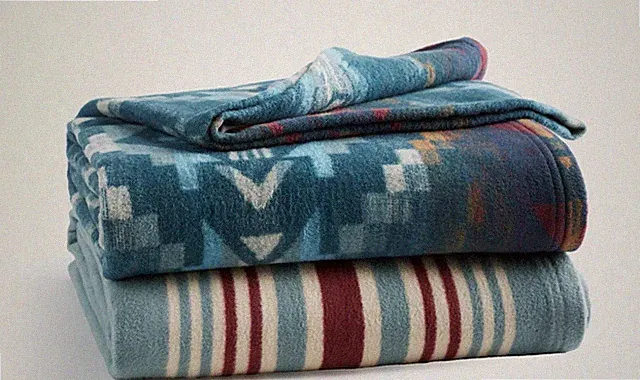 Pendleton Carico Lake & Stripe 100% Organic Cotton Throw Blanket Set 50" x 60"