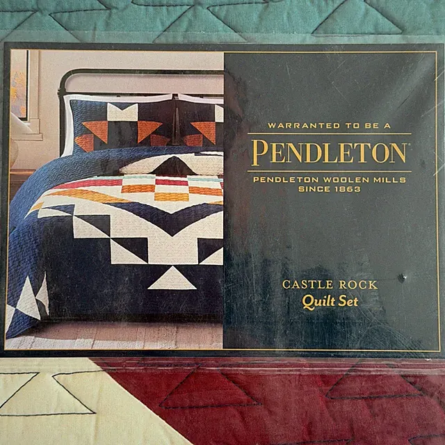Pendleton Castle Rock Quilt Set Full/Queen Navy Southwest Geometric 3 Piece NWT