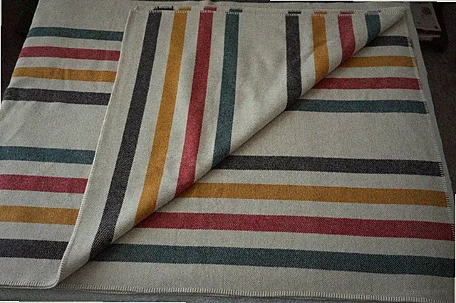 Pendleton Eco Wise Glacier Park Bed Blanket KING Multi Striped Wool USA NWT