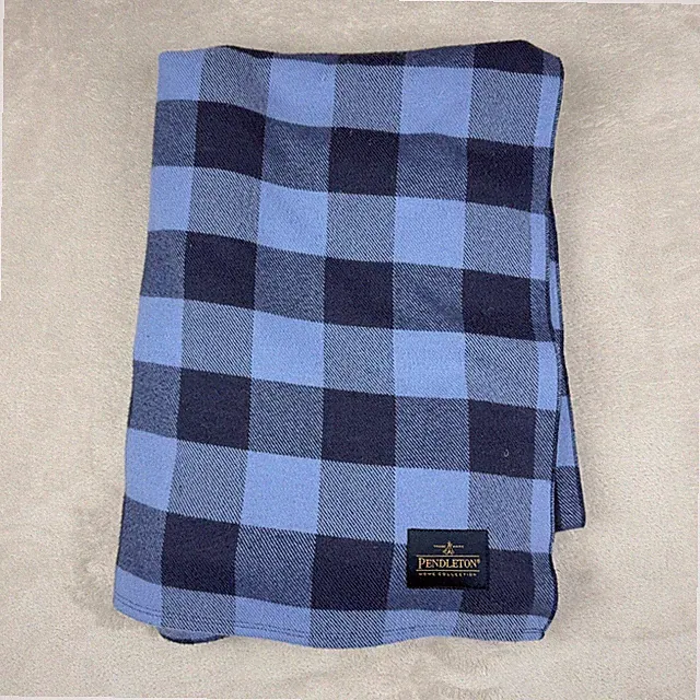 Pendleton Home Collection Throw Blanket 52x68.5 Blue Buffalo Plaid Rob Roy Luxe