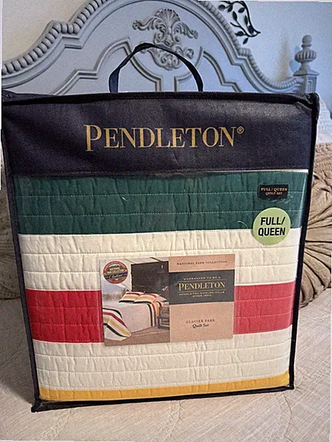 Pendleton Ivory Cotton GLACIER PARK 3-PC QUILT/SHAMS SET Full/Queen F/Q New!