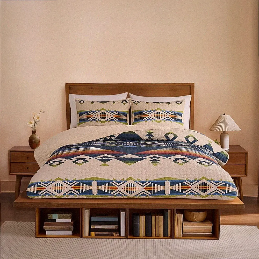 Pendleton King Creekside Tan Quilt & Sham Set, 100% cotton, New w/ Tags
