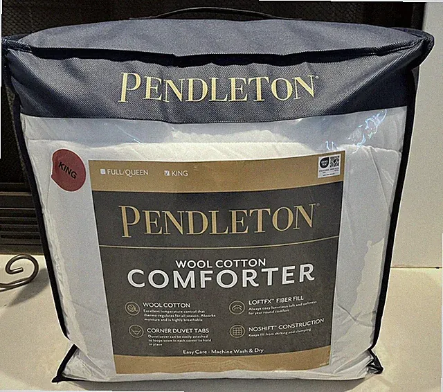 PENDLETON King Size White 10% Wool 90% Cotton Thermo Control Classic Comforter