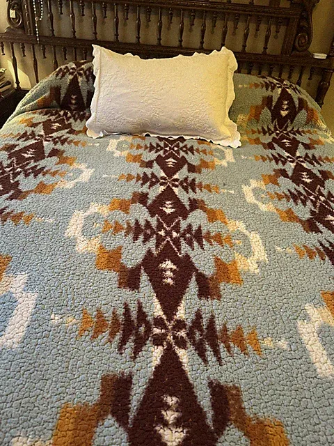 Pendleton Lake Aqua Aztec Turquoise Sherpa Fleece Reversible Blanket
