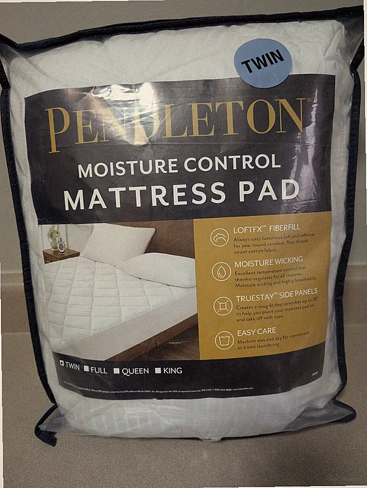PENDLETON Moisture Control Mattress Pad Cotton Breathable Twin Size New