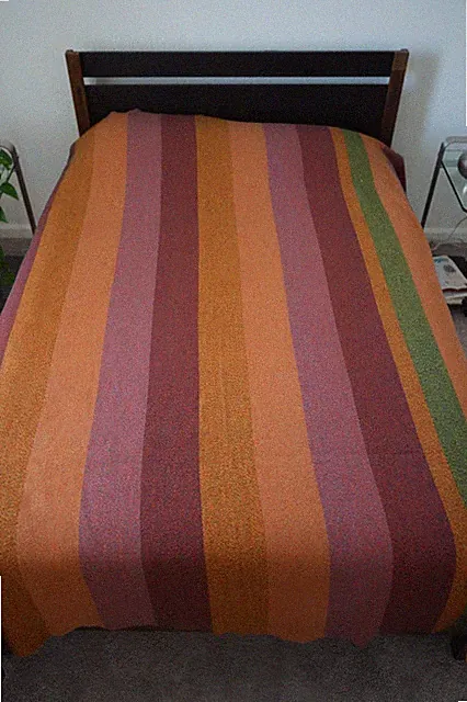 Pendleton Pioneer Bed Blanket Wool Queen Orange Yellow Multi USA