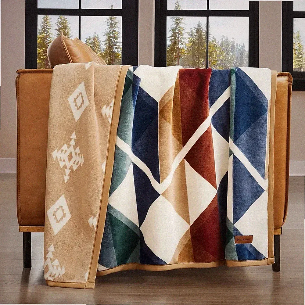 Pendleton Serrado Reversible Plush Throw Blanket 50x70 NWT Cozy Luxe Heritage