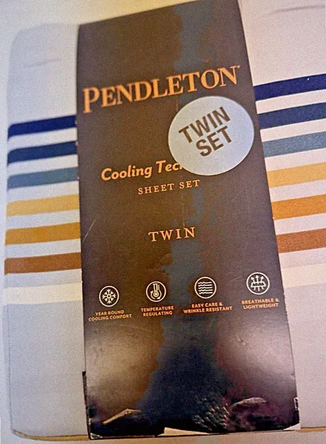 Pendleton Twin Sheet Set Ivory Westland Stripe Cooling Technology New