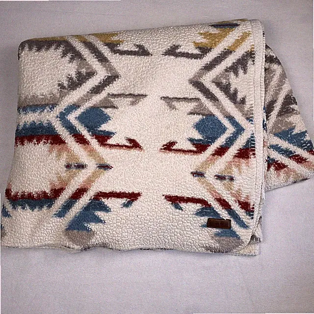 Pendleton White Sands Aztec Blanket King Size Sherpa Reversible Southwestern
